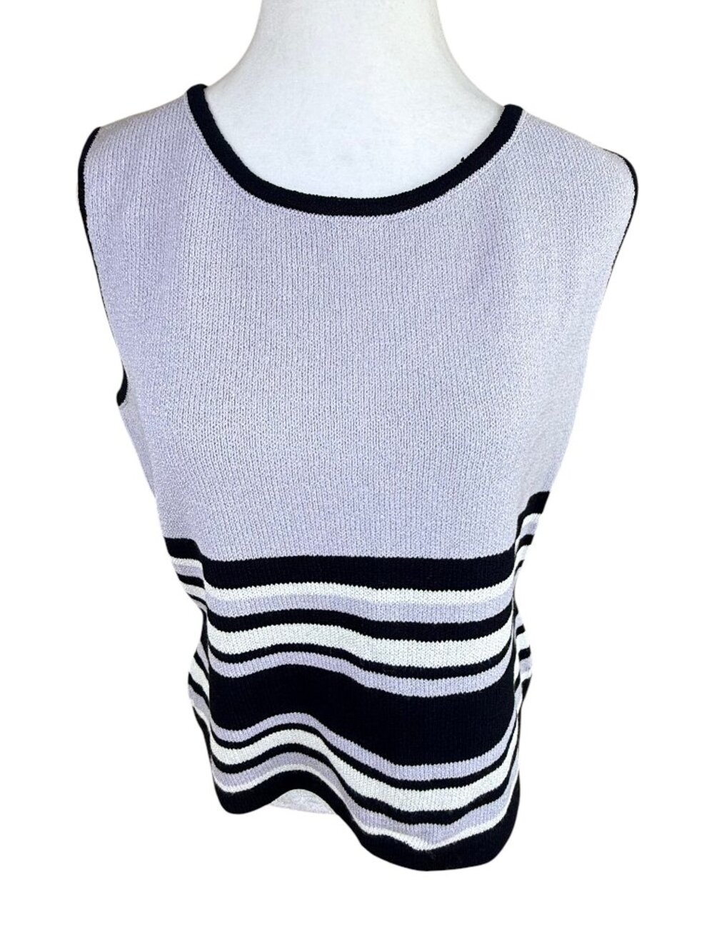St John Sport Sweater Vest Vintage Wool Blend Lavender Multi Stripe (M)